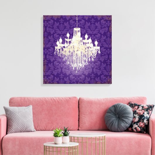 PixDezines DIY Kleur Damast/Kristal Kroonluchter Canvas Afdruk (Insitu (Woonkamer))