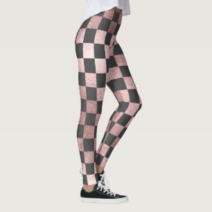 PixDezines DIY Kleur/Faux Roos Goud/Geruit Leggings
