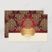 PixDezines DIY-kleur/Florentius Damask-opslagdatum Save The Date (Voorkant / Achterkant)