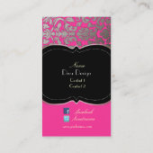 PixDezines DIY kleur/hete roze flora damast Visitekaartje (Achterkant)