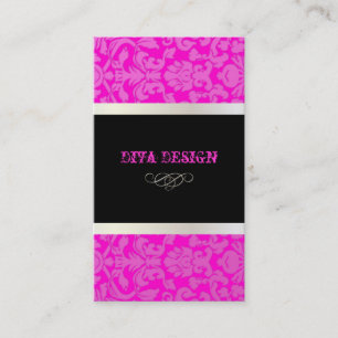 PixDezines DIY kleur/hete roze flora damast Visitekaartje