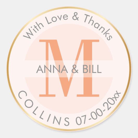 PixDezines DIY Kleur/Koraal Sinaasappel/Dank u Ronde Sticker (Voorkant)