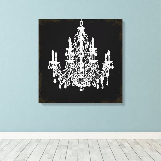 PixDezines DIY kleur/kristal kroonluchter Canvas Afdruk (Insitu (Houten vloer))