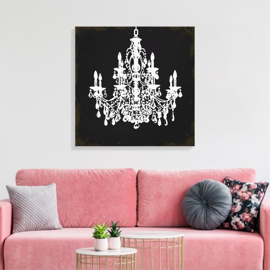 PixDezines  DIY kleur/kristal kroonluchter Canvas Afdruk (Insitu (Woonkamer))