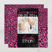 PixDezines DIY-kleur/luipaard, fotoopslagdatum Save The Date (Voorkant / Achterkant)