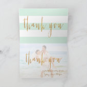 PixDezines DIY kleur/munt+white+stripes Bedankkaart (Binnen)