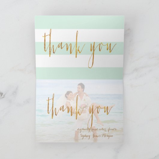 PixDezines DIY kleur/munt+white+stripes Bedankkaart (Binnen)