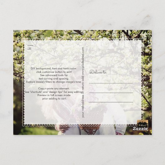 PixDezines DIY-kleur/onze datum opslaan/Faux Gold Briefkaart (Achterkant)