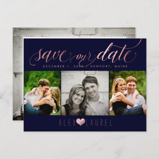 PixDezines DIY-kleur/onze datum opslaan/Faux-Roos Briefkaart (Voorkant / Achterkant)