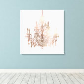 PixDezines DIY Kleur/Roos Gouden Kroonluchter Canvas Afdruk (Insitu (Houten vloer))