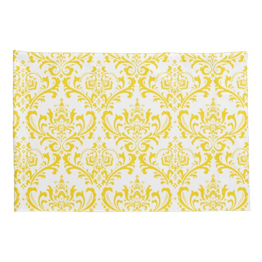 PixDezines DIY kleur/Rossi Damask/Zonnebloem Geel Kussensloop (Achterkant-Rechts)