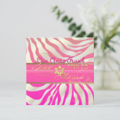 PixDezines DIY-kleur/roze Zebra, BBT Mitzvah Kaart (Staand voorkant)