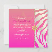 PixDezines DIY-kleur/roze Zebra, BBT Mitzvah Kaart (Achterkant)