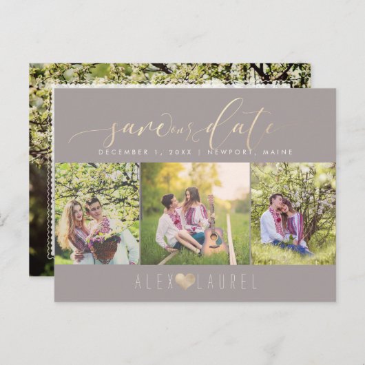 PixDezines DIY kleur/Save onze Datum/Faux Gold Briefkaart (Voorkant / Achterkant)