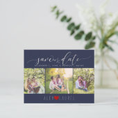 PixDezines DIY kleur/Save onze Datum/Faux Zilver Briefkaart (Staand voorkant)