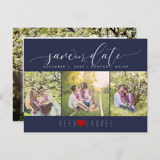 PixDezines DIY kleur/Save onze Datum/Faux Zilver Briefkaart (Voorkant / Achterkant)