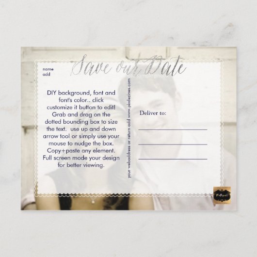 PixDezines DIY kleur/Sla je Date/Fun Script op Aankondigingskaart (Achterkant)