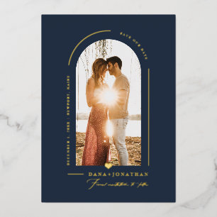 PixDezines DIY-kleur Slate Blue Arch Save Date Folie Uitnodiging