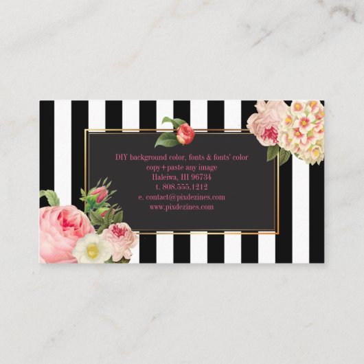 PixDezines DIY kleur/strepen primrose/pruimen Visitekaartje (Achterkant)