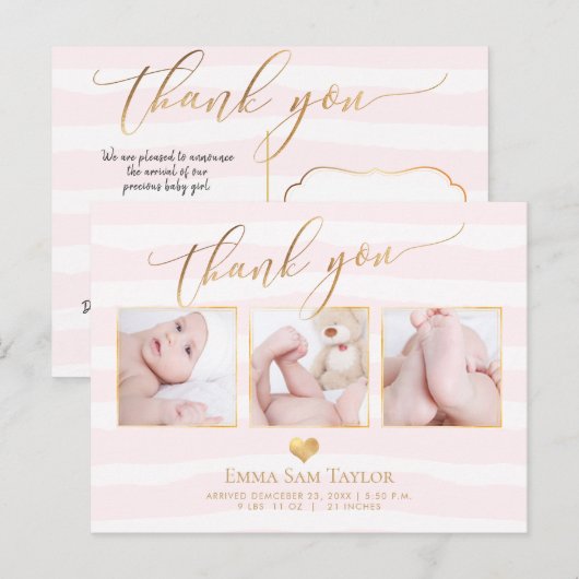 PixDezines DIY kleur Stripes|Baby shower Bedankt Aankondigingskaart (Voorkant / Achterkant)