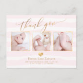 PixDezines DIY kleur Stripes|Baby shower Bedankt Aankondigingskaart (Voorkant)