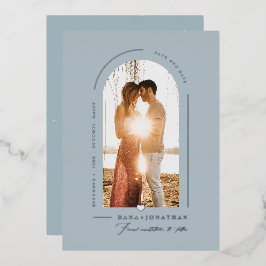 PixDezines DIY kleur Stusty Blue Arch Save Date Folie Uitnodiging