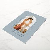 PixDezines DIY kleur Stusty Blue Arch Save Date Folie Uitnodiging (Gedraaid)