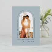 PixDezines DIY kleur Stusty Blue Arch Save Date Folie Uitnodiging (Staand Voorkant)