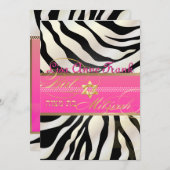 PixDezines DIY kleur/Zebra, BBT Mitzvah Kaart (Voorkant / Achterkant)
