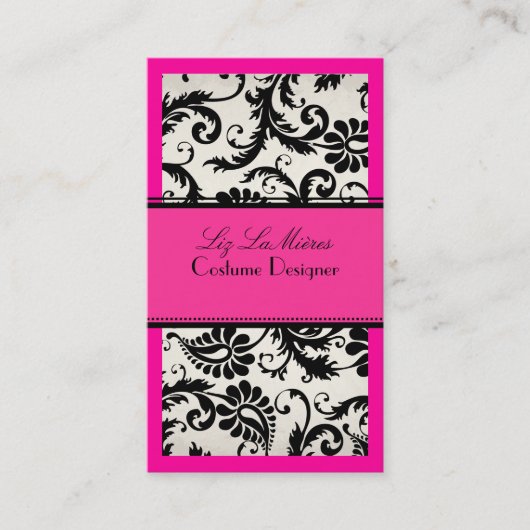 PixDezines DIY kleur/zwart pavo damast Visitekaartje (Voorkant)