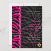 PixDezines DIY kleuren Roze Zebra, Bat Mitzvah Kaart (Achterkant)