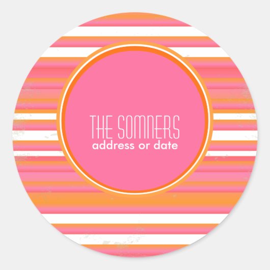 PixDezines DIY kleuren, snoepjes strepen, Ronde Sticker (Voorkant)