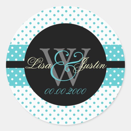 PIxDezines DIY kleuren, Stippen et al./blue+black Ronde Sticker (Voorkant)