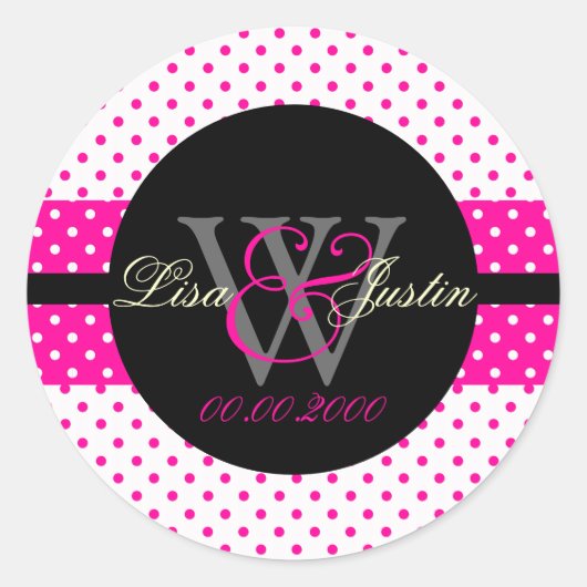 PIxDezines DIY kleuren, Stippen et al./pink+black Ronde Sticker (Voorkant)