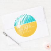 PixDezines DIY kleuren/Witte Palm Fronds Ronde Sticker (Envelop)