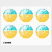 PixDezines DIY kleuren/Witte Palm Fronds Ronde Sticker (Vel)