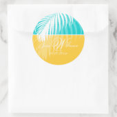 PixDezines DIY kleuren/Witte Palm Fronds Ronde Sticker (Tas)