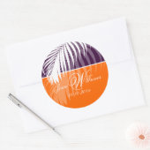 PixDezines DIY kleuren/Witte Palm Fronds Ronde Sticker (Envelop)