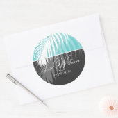 PixDezines DIY kleuren/Witte Palm Fronds Ronde Sticker (Envelop)