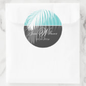 PixDezines DIY kleuren/Witte Palm Fronds Ronde Sticker (Tas)