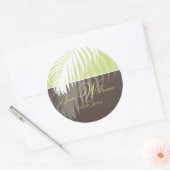 PixDezines DIY kleuren/Witte Palm Fronds Ronde Sticker (Envelop)