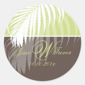 PixDezines DIY kleuren/Witte Palm Fronds Ronde Sticker