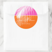PixDezines DIY kleuren/Witte Palm Fronds Ronde Sticker (Tas)