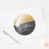 PixDezines DIY kleuren/Witte Palm Fronds Ronde Sticker (Envelop)