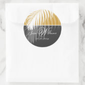 PixDezines DIY kleuren/Witte Palm Fronds Ronde Sticker (Tas)