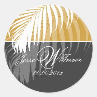 PixDezines DIY kleuren/Witte Palm Fronds Ronde Sticker