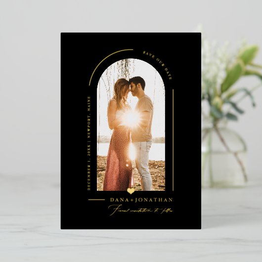 PixDezines DIY-kleurenscherm - Opslaan onze datum Folie Uitnodiging (Staand Voorkant)