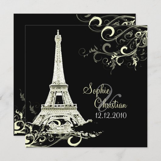 PixDezines DIY LA TOUR EIFFEL+SWIRLS/LUXE PAPER Kaart (Voorkant / Achterkant)