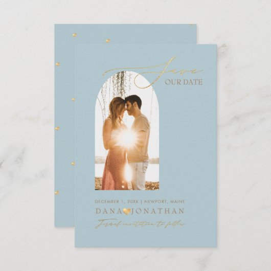 PixDezines DIY-Lijst voor kleurenscherm Dusty Blue Save The Date (Voorkant / Achterkant)