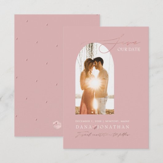 PixDezines DIY-Lijst voor kleurenscherm Roze Save The Date (Voorkant / Achterkant)